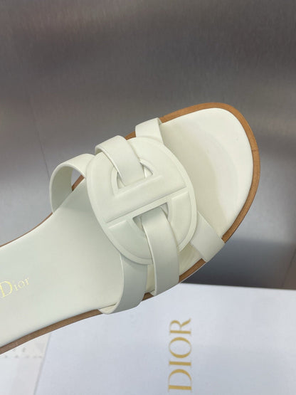 D-CLUB SLIDE SANDAL 25S IN WHITE CALFSKIN