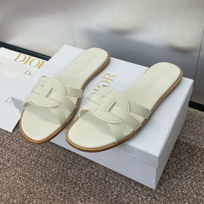 D-CLUB SLIDE SANDAL 25S IN WHITE CALFSKIN