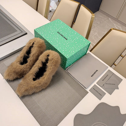 FURRY PUMPS 90MM IN BROWN FOX FUR