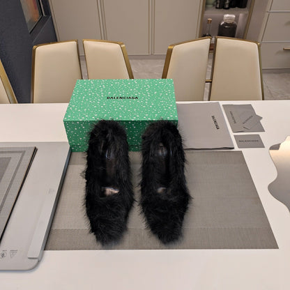 FURRY PUMPS 90MM IN BLACK FOX FUR