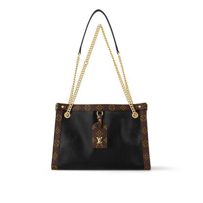 NOVA PM 31 IN BLACK CALFSKIN AND BROWN MONOGRAM CANVAS TRIM