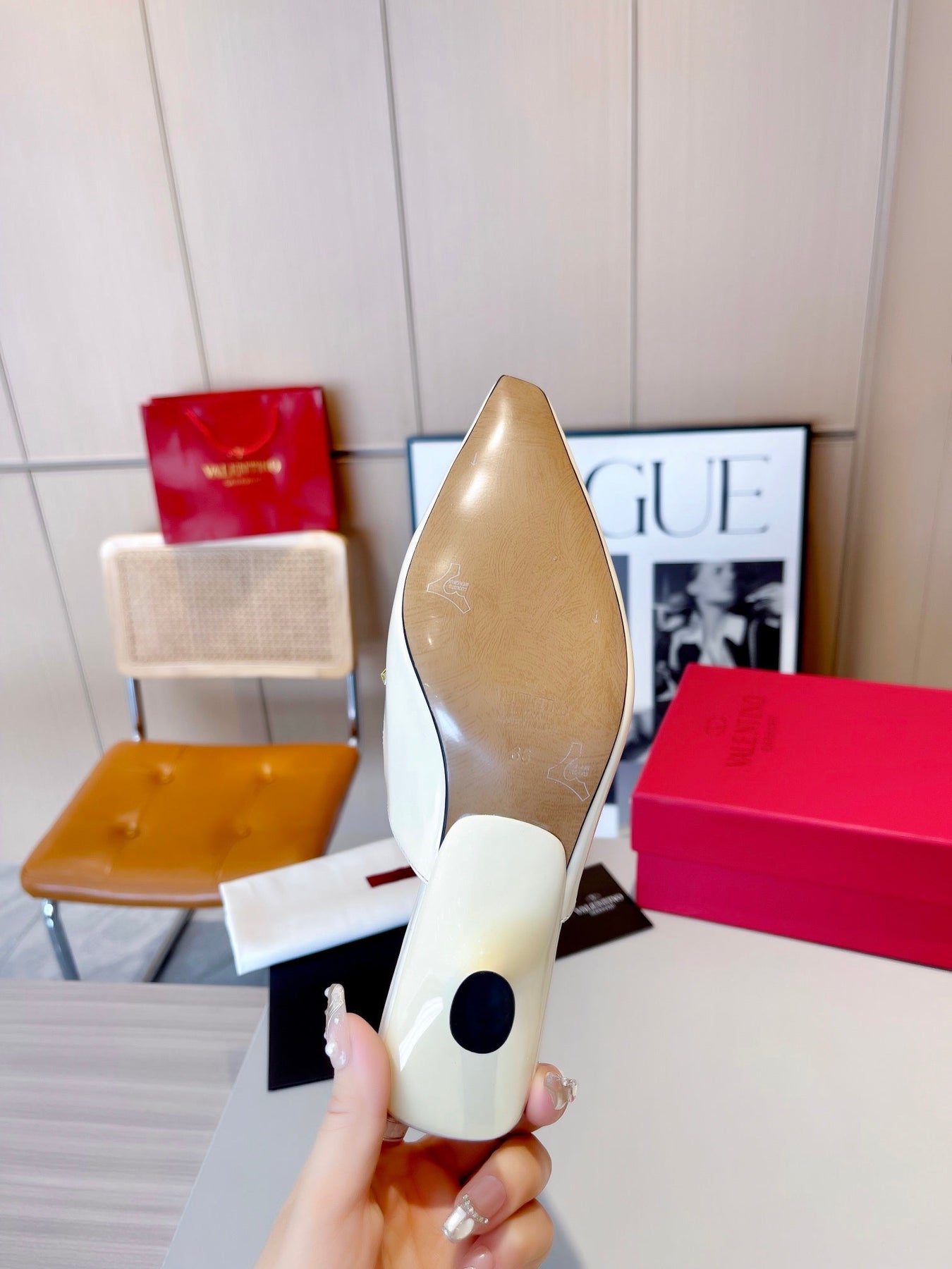 ROCKSTUD CAGED MULES 5 CM IN WHITE CALFSKIN