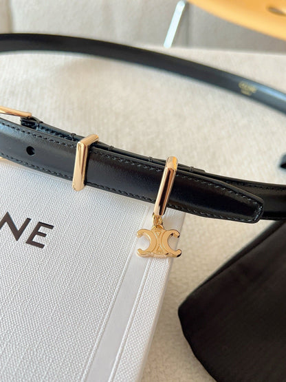 CL BELT 18MM IN BLACK TAURILLON GLOSSY CALFSKIN GOLD BUCKLE