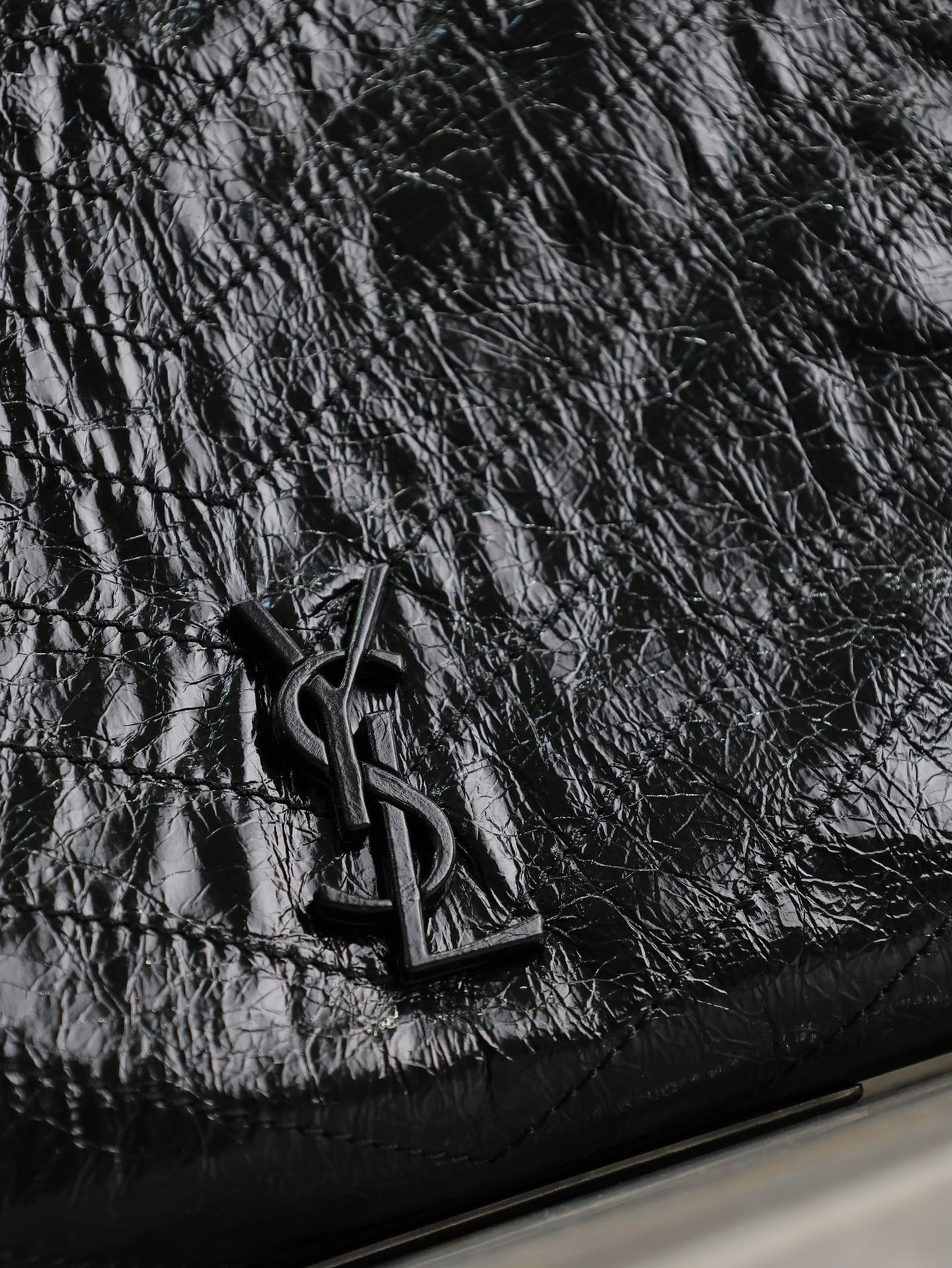 NIKI SHOPPING BAG 33 IN BLACK CRUMPLED CALFSKIN SILVER HARDWARE