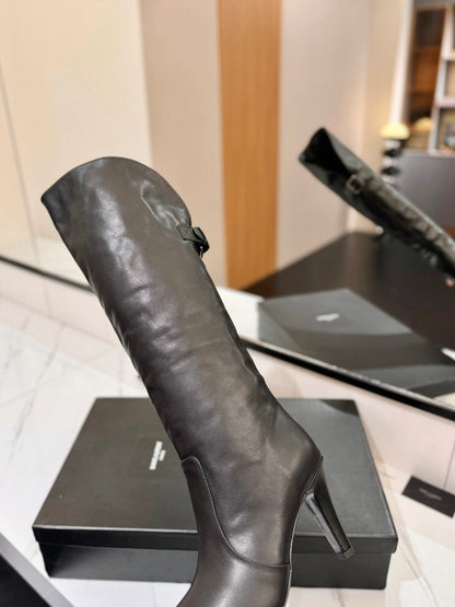 CLASSIC HIGH KNEE BOOTS IN BLACK CALFSKIN