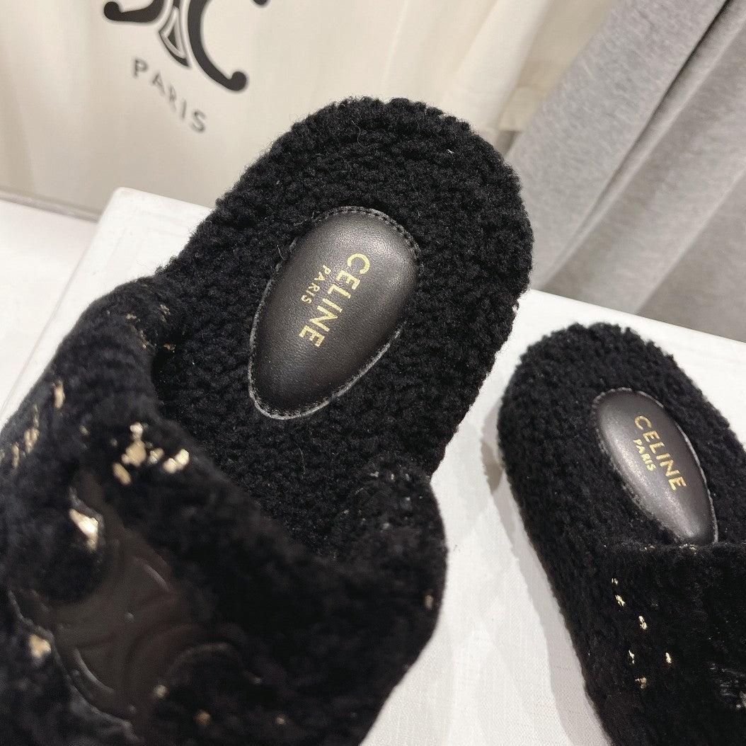 DAD SANDALS BLACK PURE SHEEP WOOL