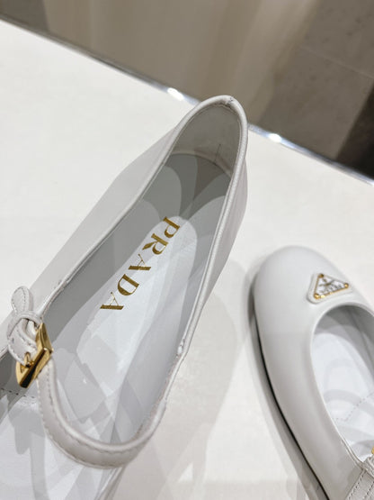 PRA NAPPA LEATHER BALLERINAS WHITE