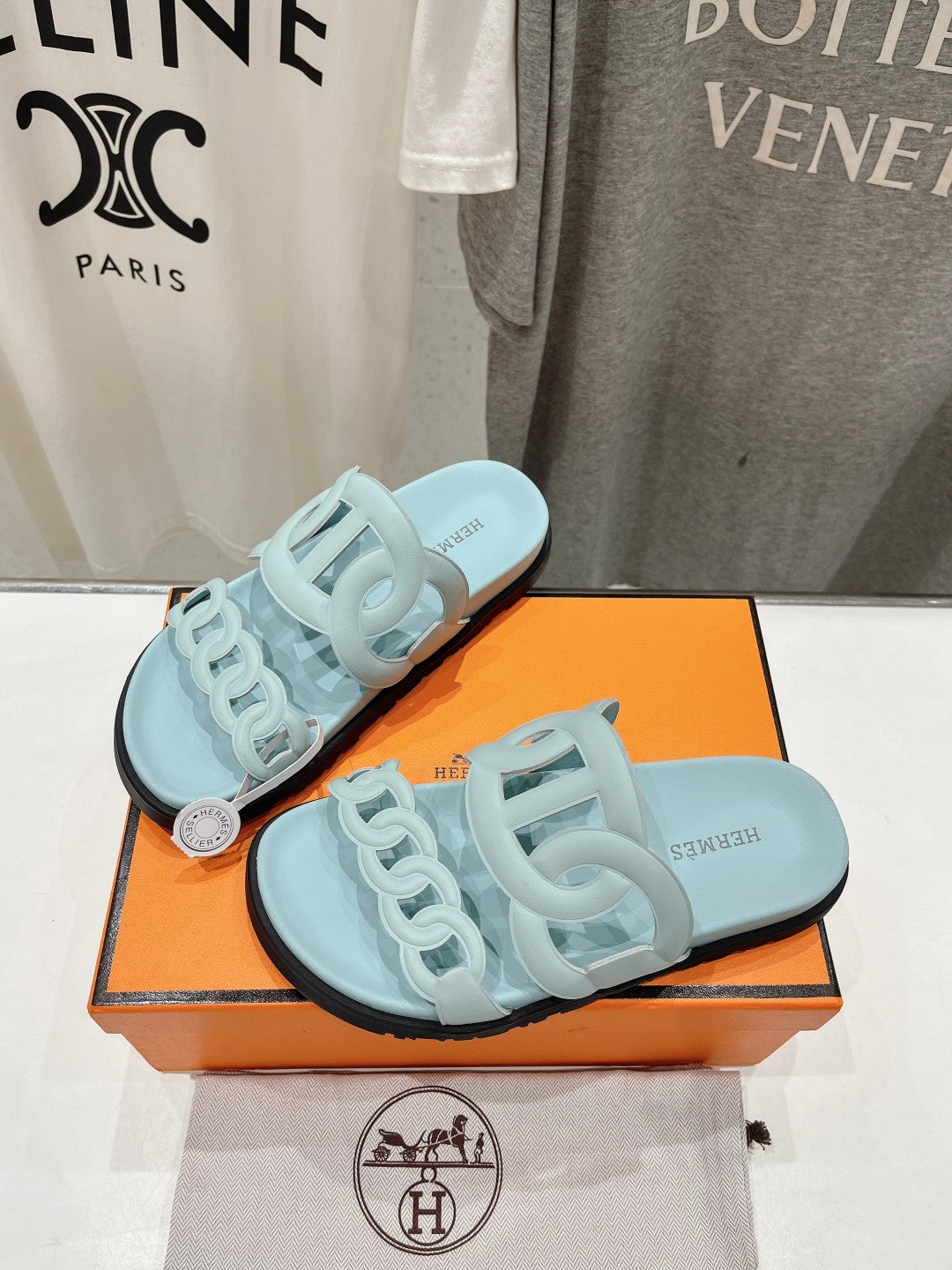 EXTRA SANDAL PASTEL PASTEL BLUE CALFSKIN