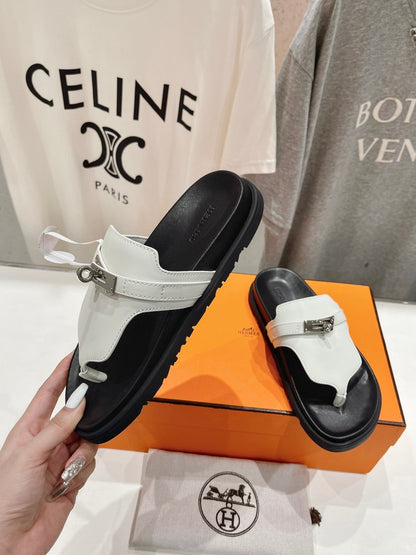 EMPIRE SANDAL BLACK MIX WHITE CALFSKIN