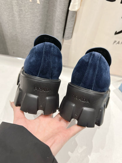 MONOLITH LOAFERS IN NAVY BLUE SUEDE