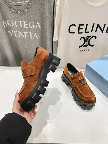 MONOLITH LOAFERS IN RED BROWN SUEDE