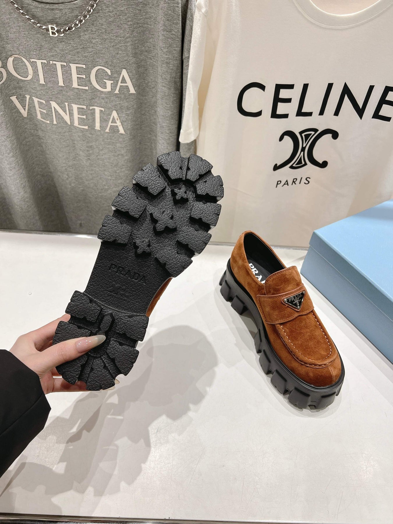 MONOLITH LOAFERS IN RED BROWN SUEDE