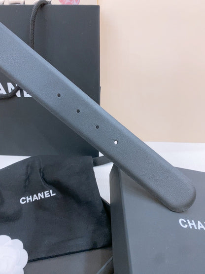 DOUBLE C BELT 40MM IN BLACK CALFSKIN GOLD BUCKLE EMBOSSED BLACK LOGO