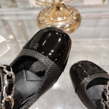 MARY JANE SANDAL CAP TOE BLACK SHEEPSKIN - HIGH HEEL