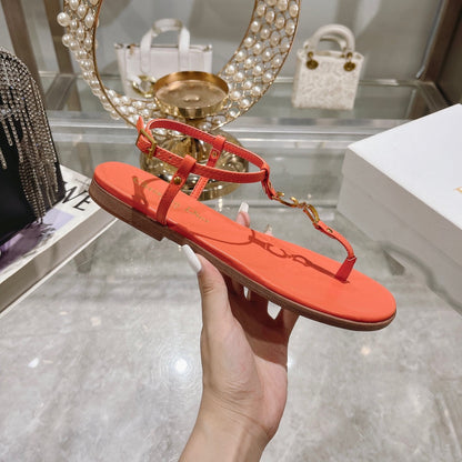 DIORIVIERA C'EST THONG SANDAL VIVID ORANGE AQUAMARINA CALFSKIN