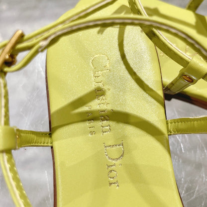DIORIVIERA C'EST THONG SANDAL LEMON YELLOW AQUAMARINA CALFSKIN