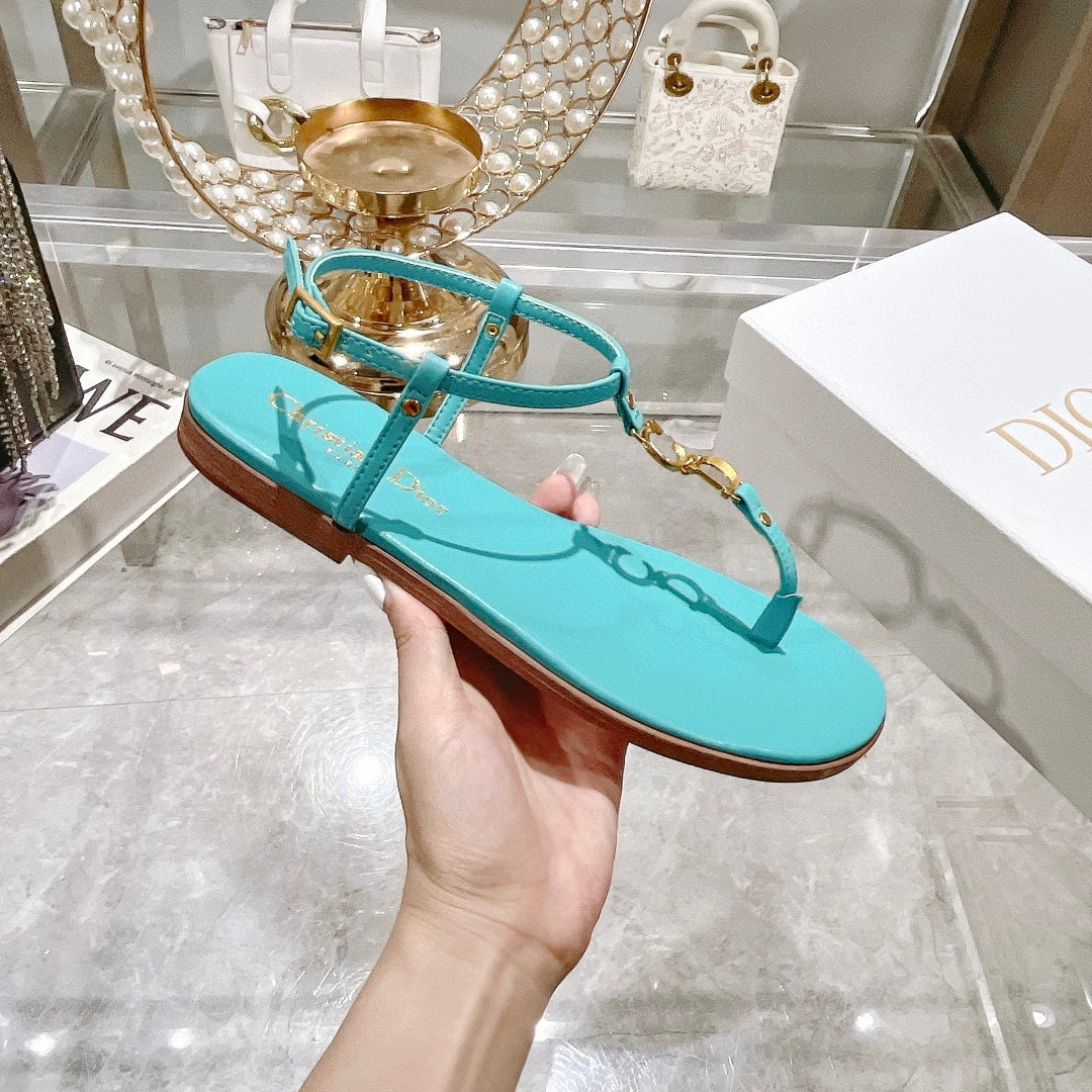 DIORIVIERA C'EST THONG SANDAL SKY BLUE AQUAMARINA CALFSKIN