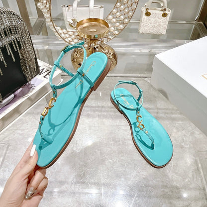 DIORIVIERA C'EST THONG SANDAL SKY BLUE AQUAMARINA CALFSKIN