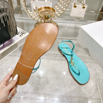 DIORIVIERA C'EST THONG SANDAL SKY BLUE AQUAMARINA CALFSKIN