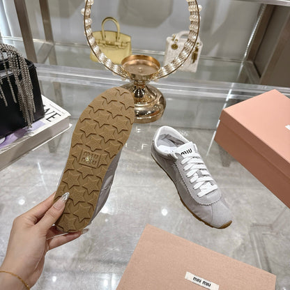 PLUME NAPPA SNEAKERS IN GREY SUEDE AND CANVAS