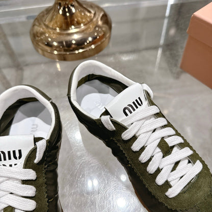 PLUME NAPPA SNEAKERS IN DARK GREEN SUEDE AND CANVAS