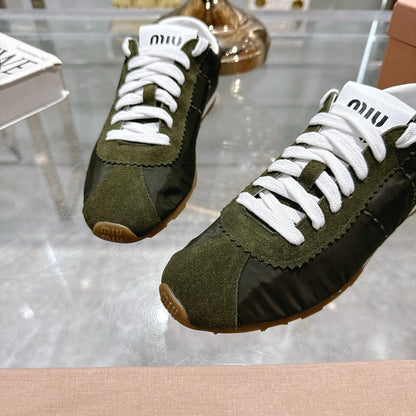 PLUME NAPPA SNEAKERS IN DARK GREEN SUEDE AND CANVAS