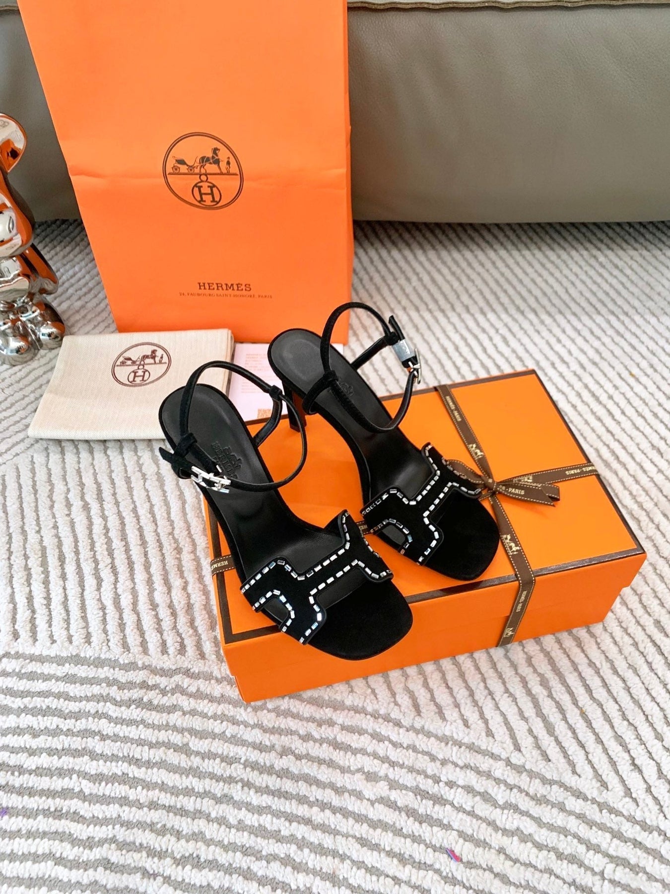 HIGH SANDAL 8.5 CM IN BLACK SUEDE