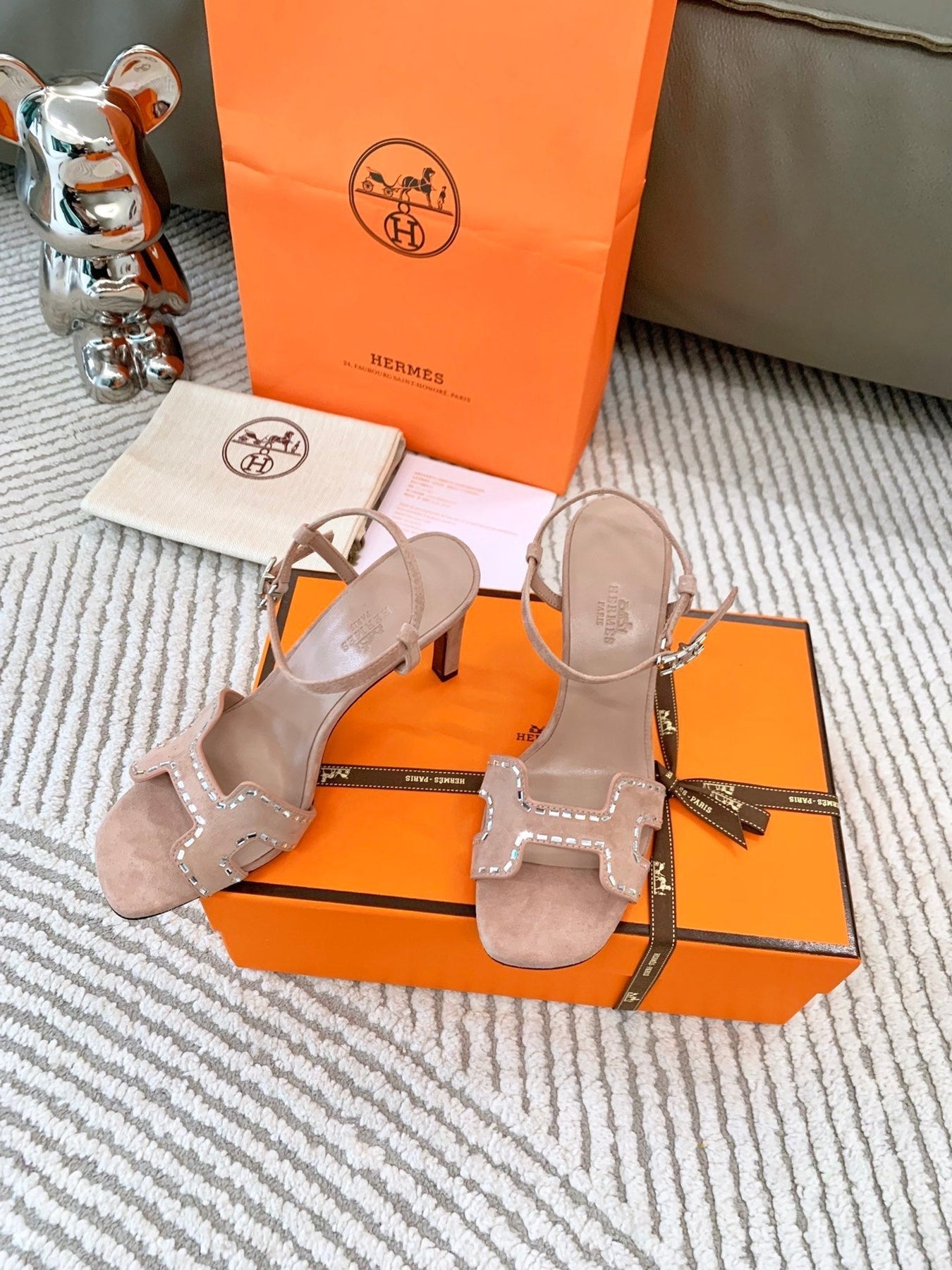 HIGH SANDAL 8.5 CM IN PEACH PINK SUEDE