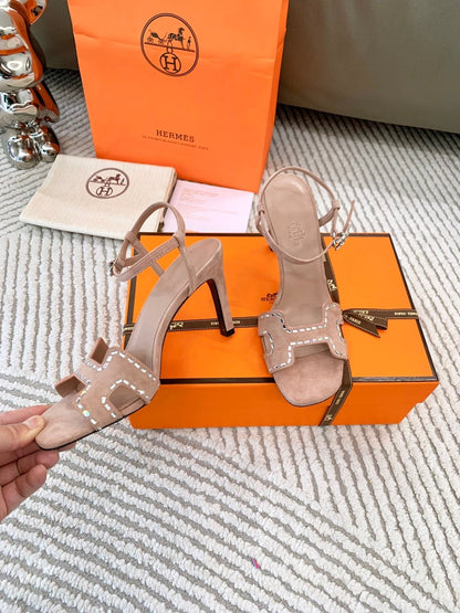 HIGH SANDAL 8.5 CM IN PEACH PINK SUEDE