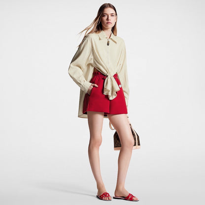LV WOMEN ISOLA FLAT MULE IN CHERRY RED SHEEPSKIN