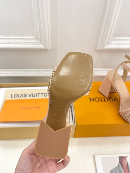 LV WOMEN HIGH SANDAL IN BEIGE CREAM CALFSKIN