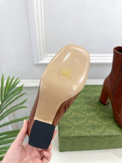 HORSEBIT ANKLE BOOTS 9.5CM IN CINNAMON BROWN SHEEPSKIN