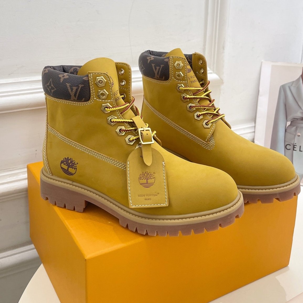 LV X TIMBERLAND MARTIN BOOT IN PEANUT BROWN SUEDE