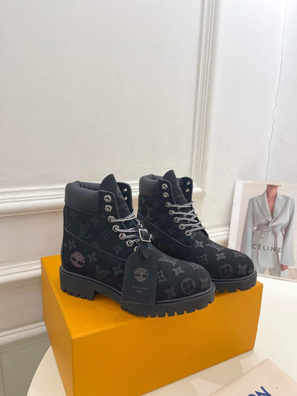 LV X TIMBERLAND MARTIN BOOT IN BLACK MONOGRAM SUEDE