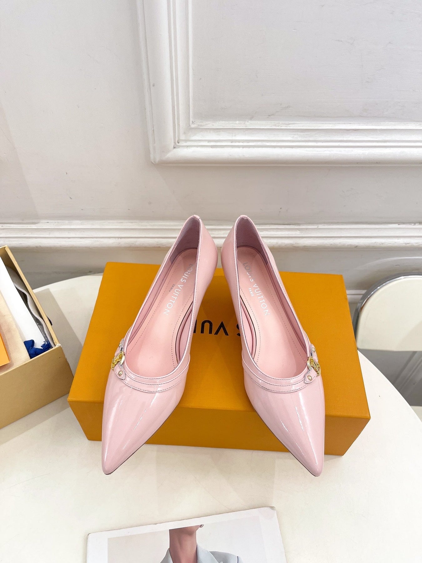 6AM HIGH PUMP 5 CM IN BABY PINK CALFSKIN
