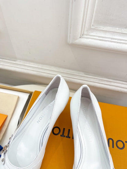 6AM HIGH PUMP 5 CM IN WHITE CALFSKIN