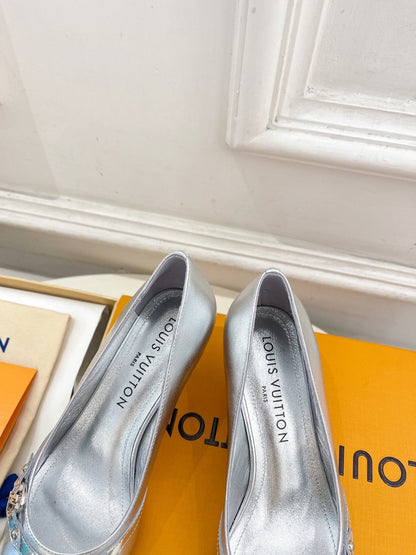 6AM HIGH PUMP 5 CM IN SILVER CALFSKIN