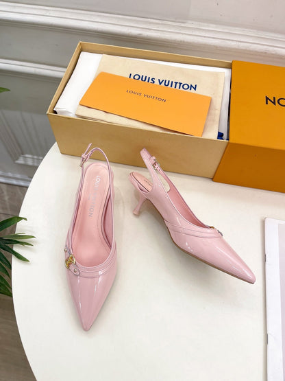HIGH SLINGBACKS 5 CM IN BABY PINK CALFSKIN