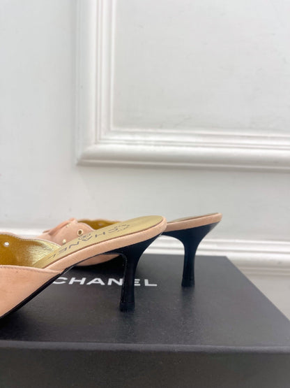 HIGH 65 MM MULE IN PEACH PINK SUEDE