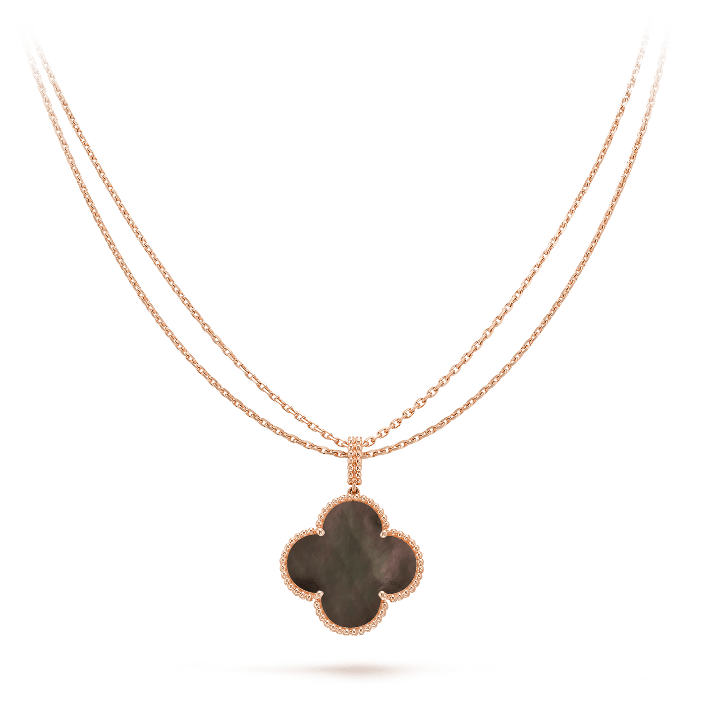 CLOVER GOLD DARK MOP BIG CLOVER NECKLACE