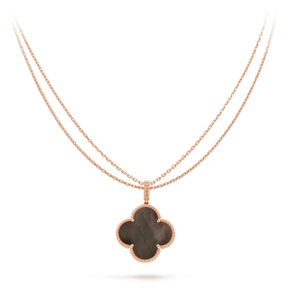 CLOVER GOLD DARK MOP BIG CLOVER NECKLACE