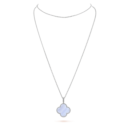 CLOVER SILVER CHALCEDONY BIG CLOVER NECKLACE