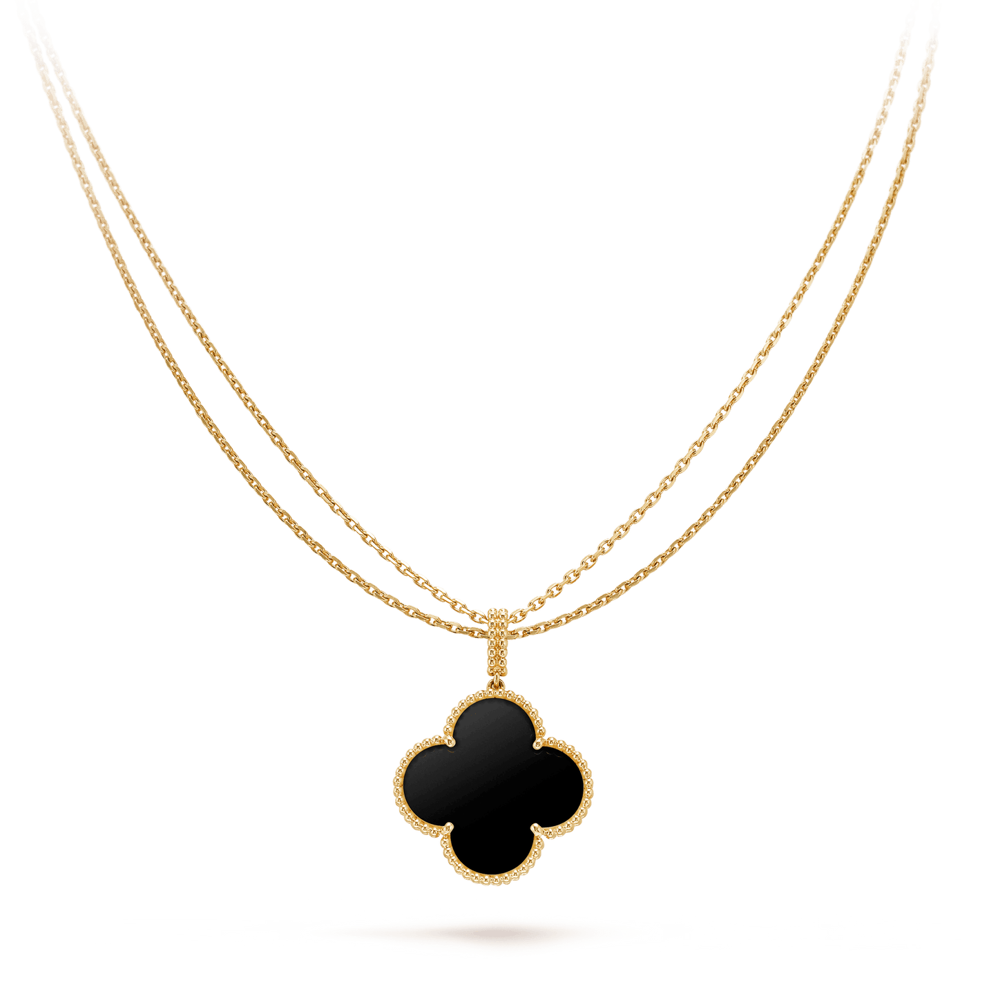 CLOVER GOLD ONYX BIG CLOVER NECKLACE