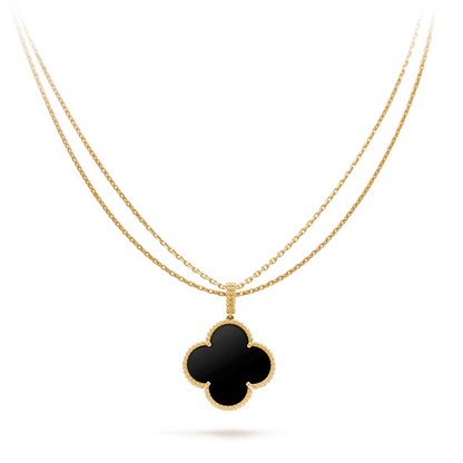 CLOVER GOLD ONYX BIG CLOVER NECKLACE