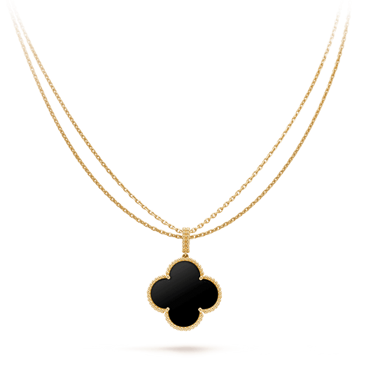 CLOVER GOLD ONYX BIG CLOVER NECKLACE