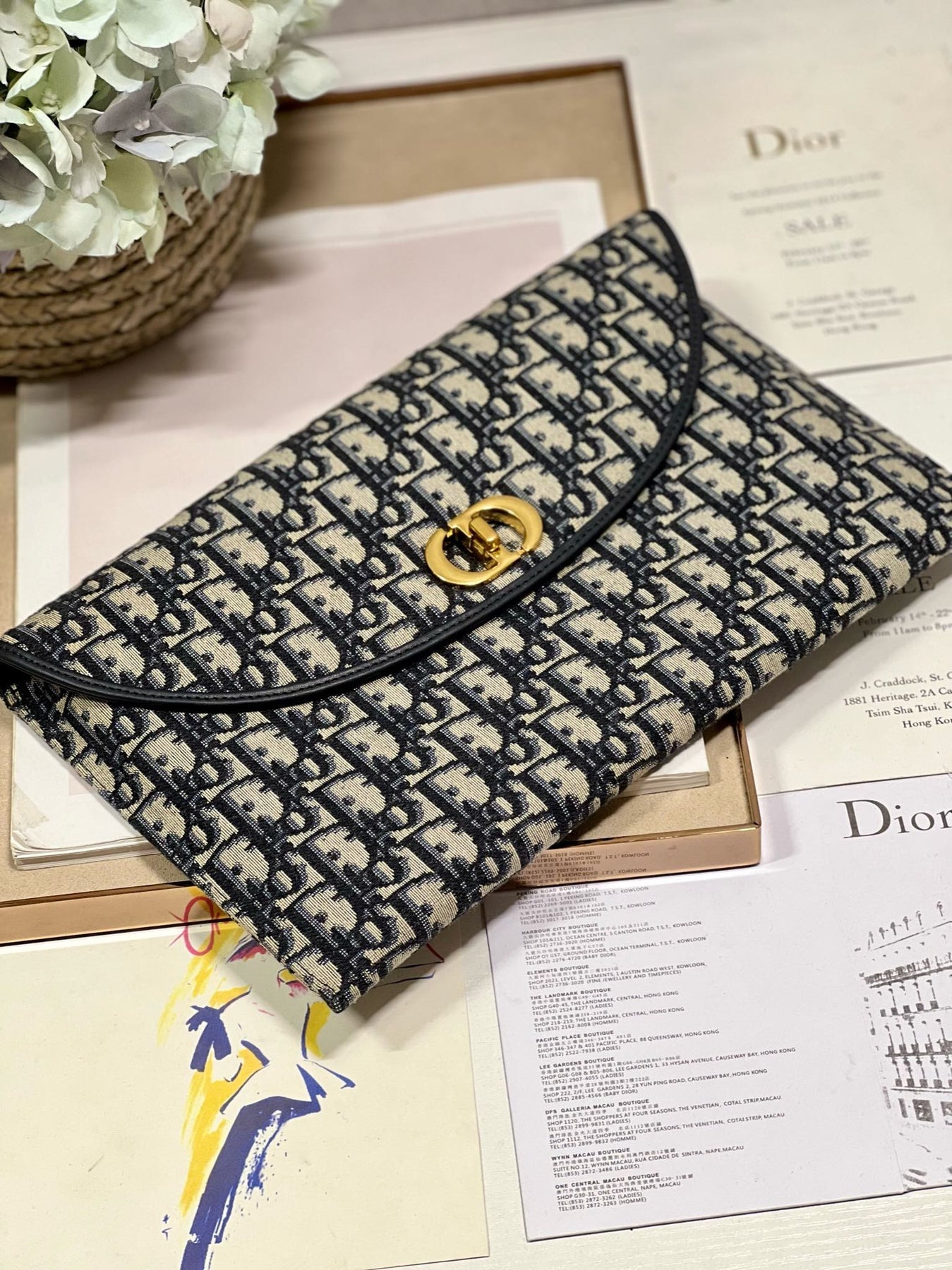 30 MONTAIGNE 30CM BLUE OBLIQUE EMBROIDERY