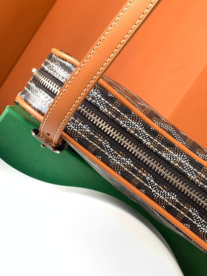 GOYA SECOND-HAND TOAST BAG 21CM BLACK AND TAN CANVAS