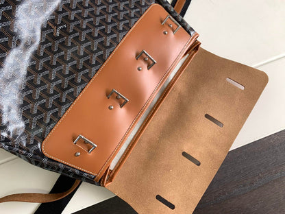 GOYA STEAMER PM BAG 48CM BLACK AND TAN CANVAS