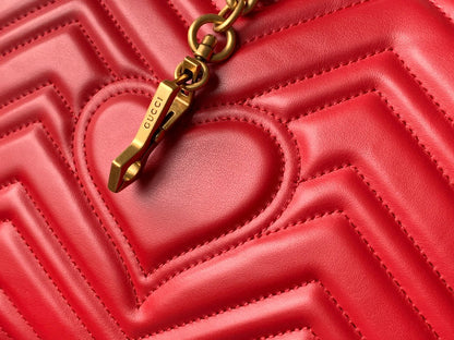 GG Marmont 26.5cm Red Calfskin Gold Hardware