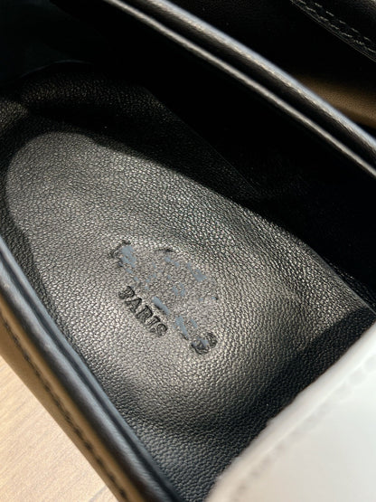 Destin Loafer Black Goatskin with White Fringe Detail